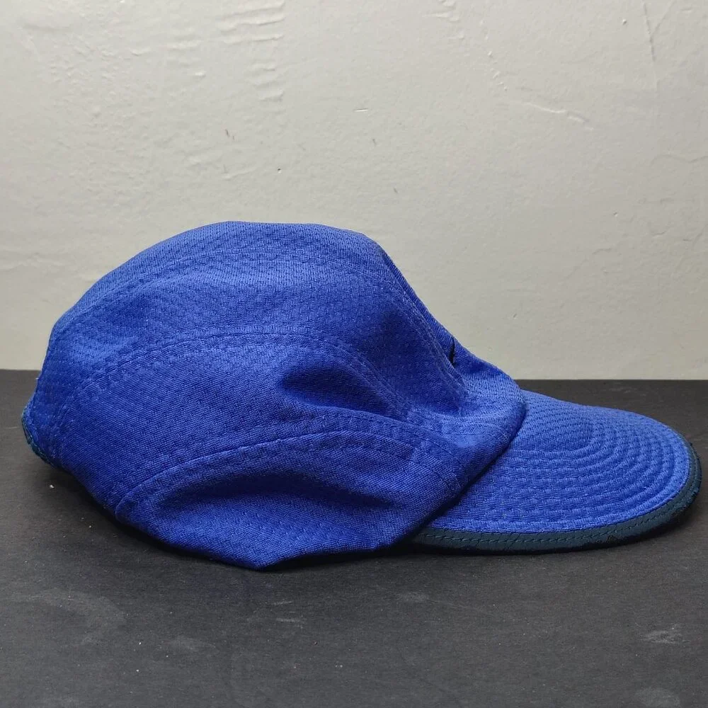 VINTAGE Nike Hat Cap Blue Black Tailwind 7 Panel Mesh Mini Swoosh Running - Picture 7 of 16
